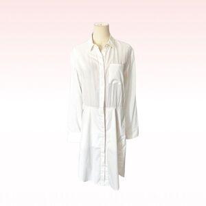 THEORY White Button Down Long Sleeve Dress (Sz 8)